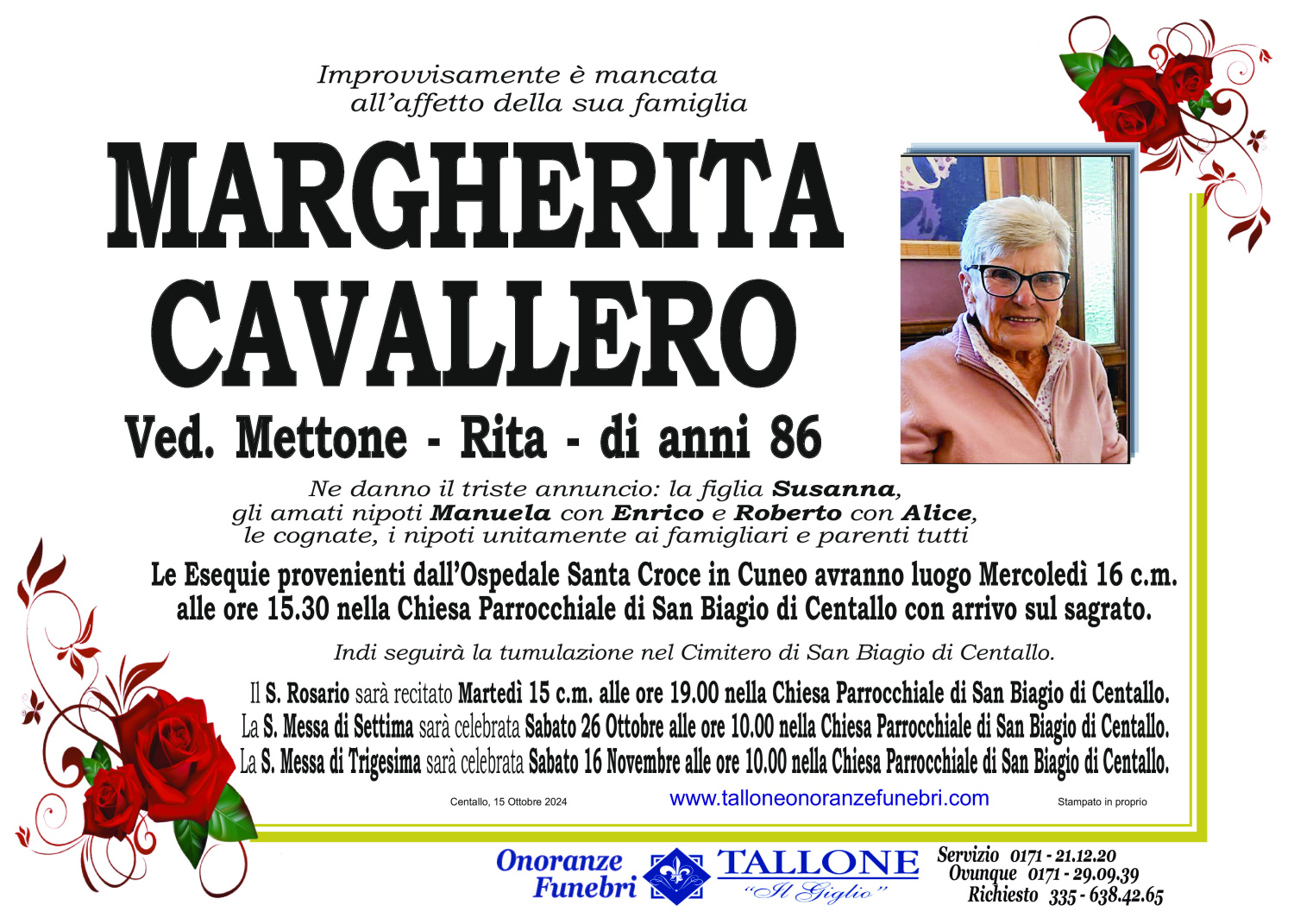 Margherita Cavallero<small class='fs-20'><br/>- Rita -<br/>Ved. Mettone</small>